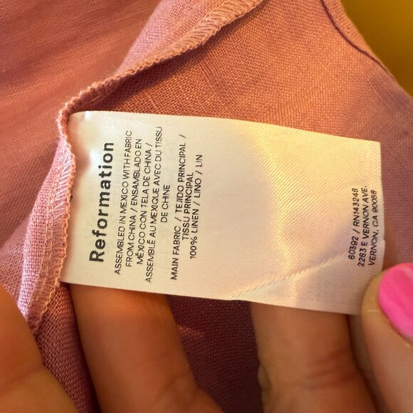 Reformation Pink Linen Double Tie Strap Mini sz S - Picture 5 of 5